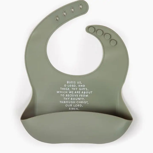 Meal Blessing Silicone Bib - Sage
