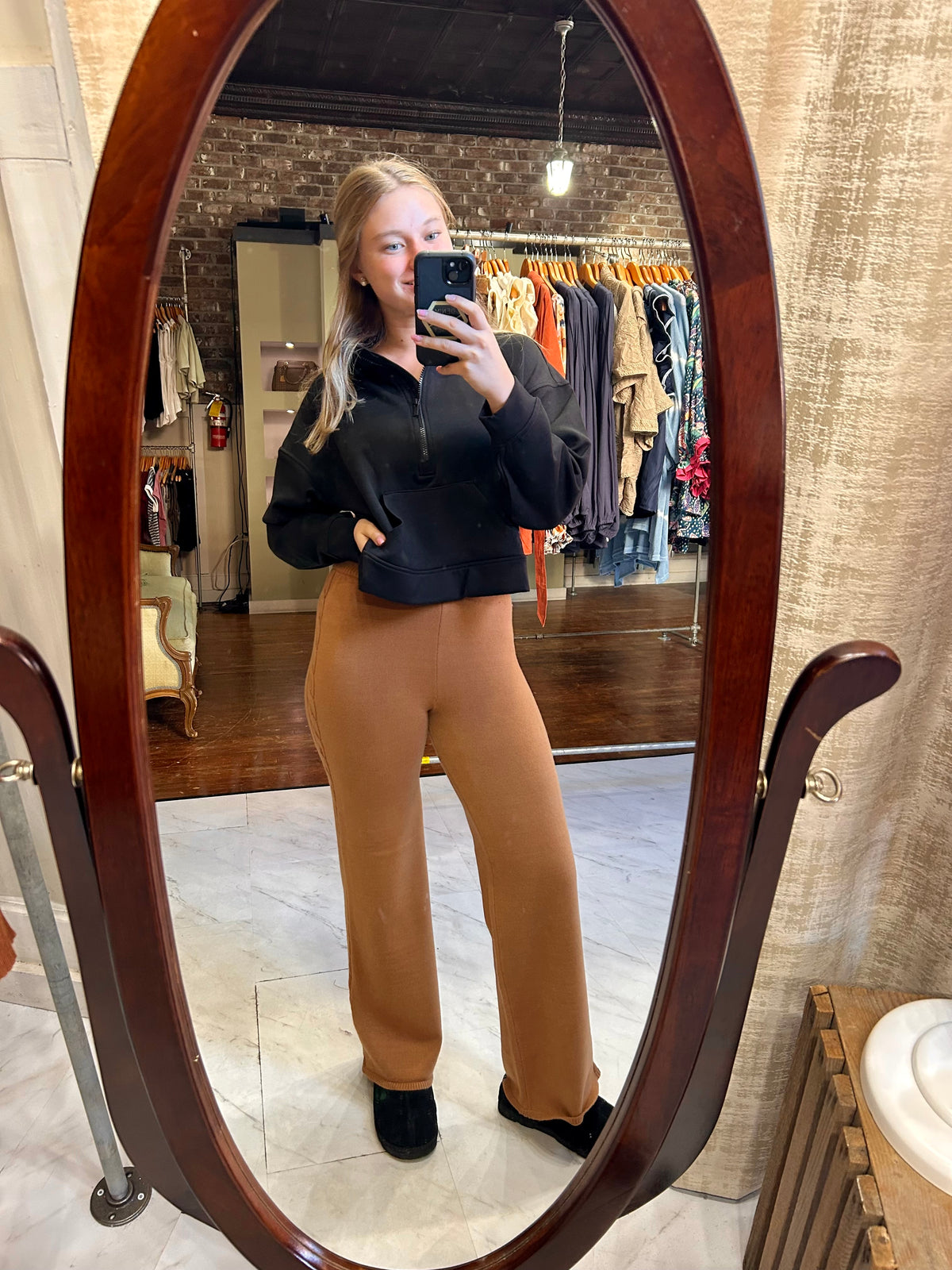Lina Sweater Pants - Dark Camel