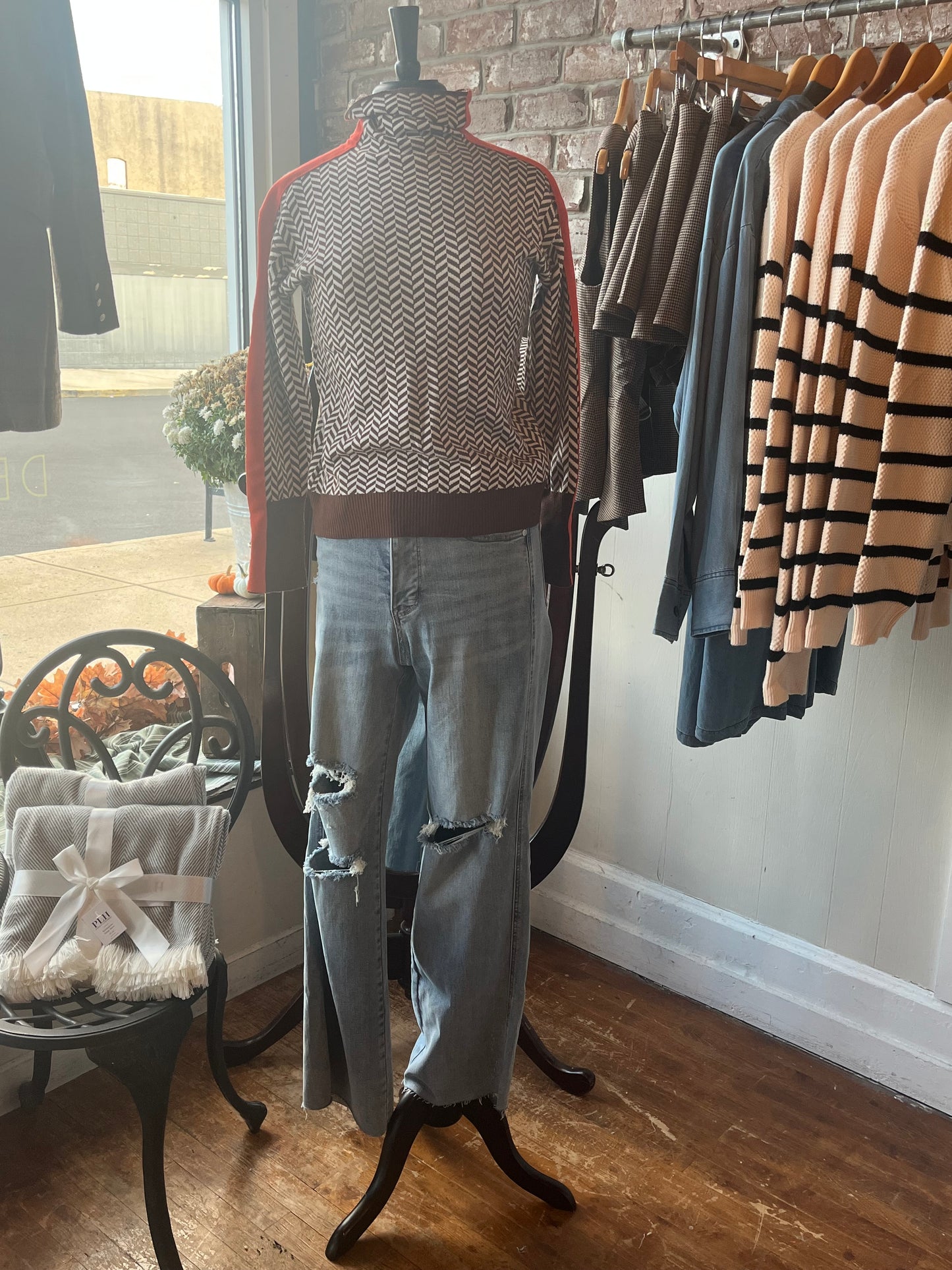 Knit Printed Turtleneck Sweater