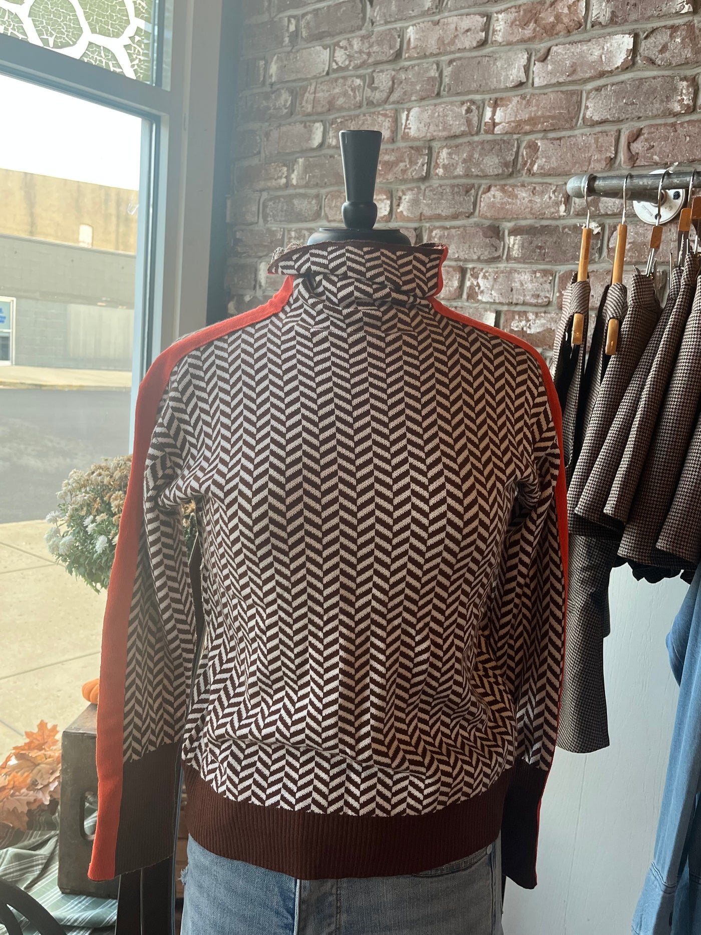 Knit Printed Turtleneck Sweater