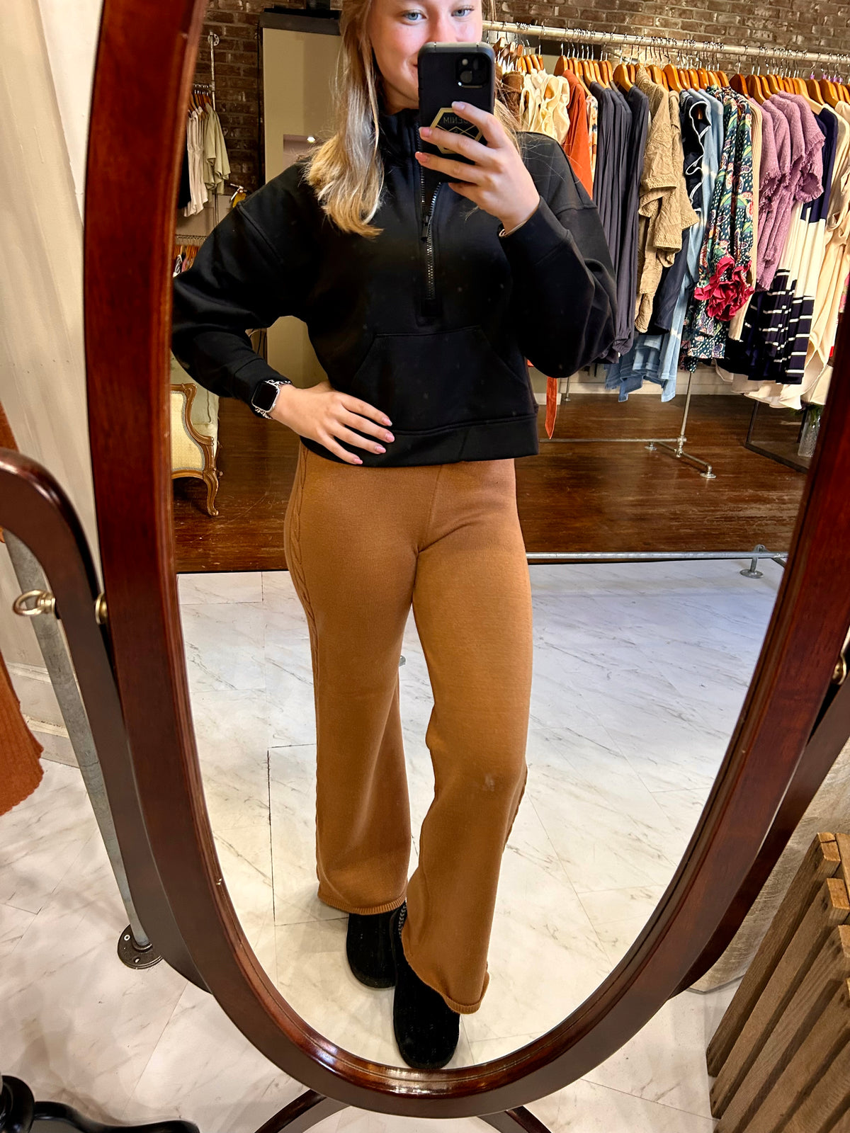 Lina Sweater Pants - Dark Camel
