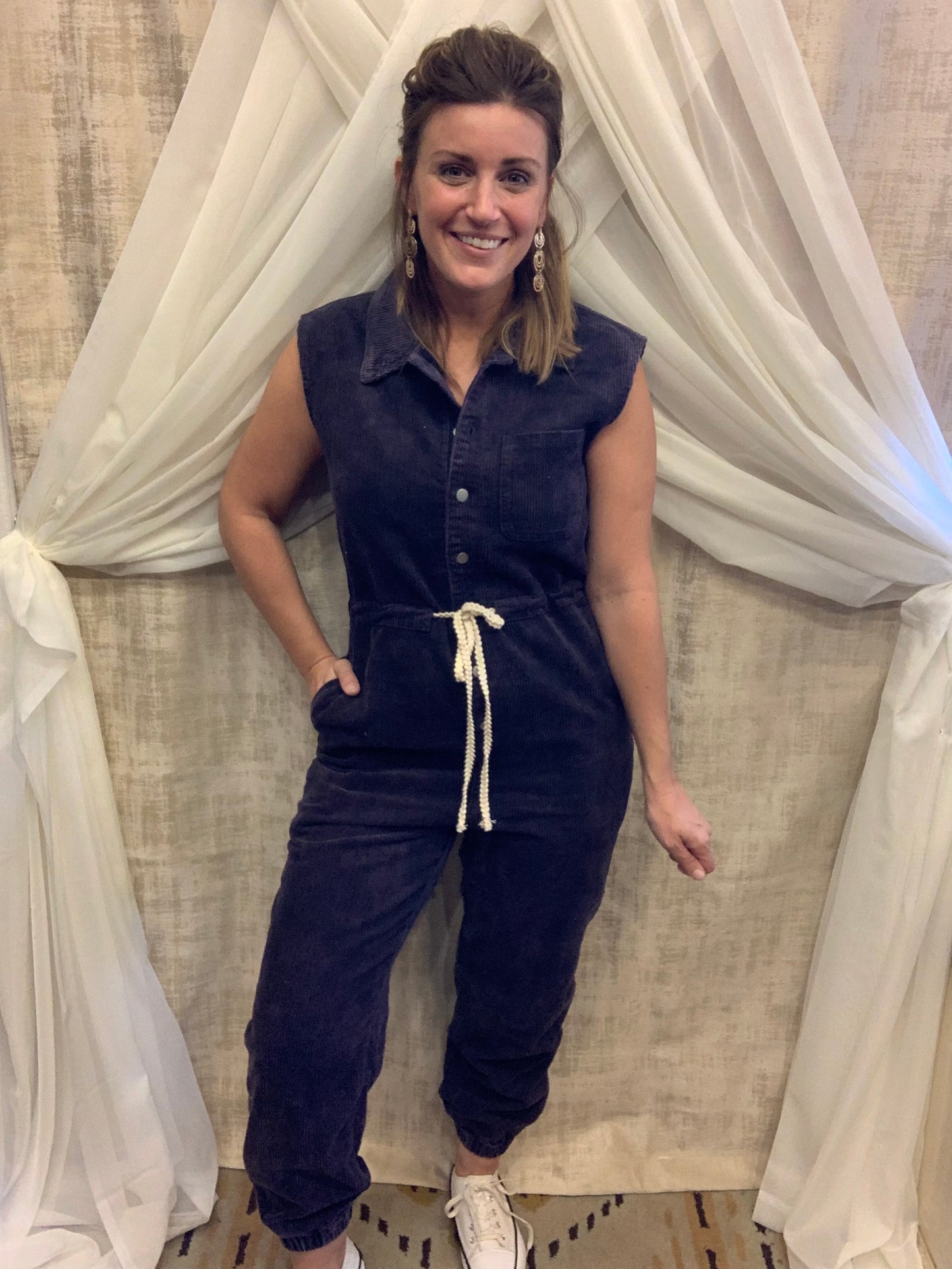 Navy Corduroy Jumpsuit