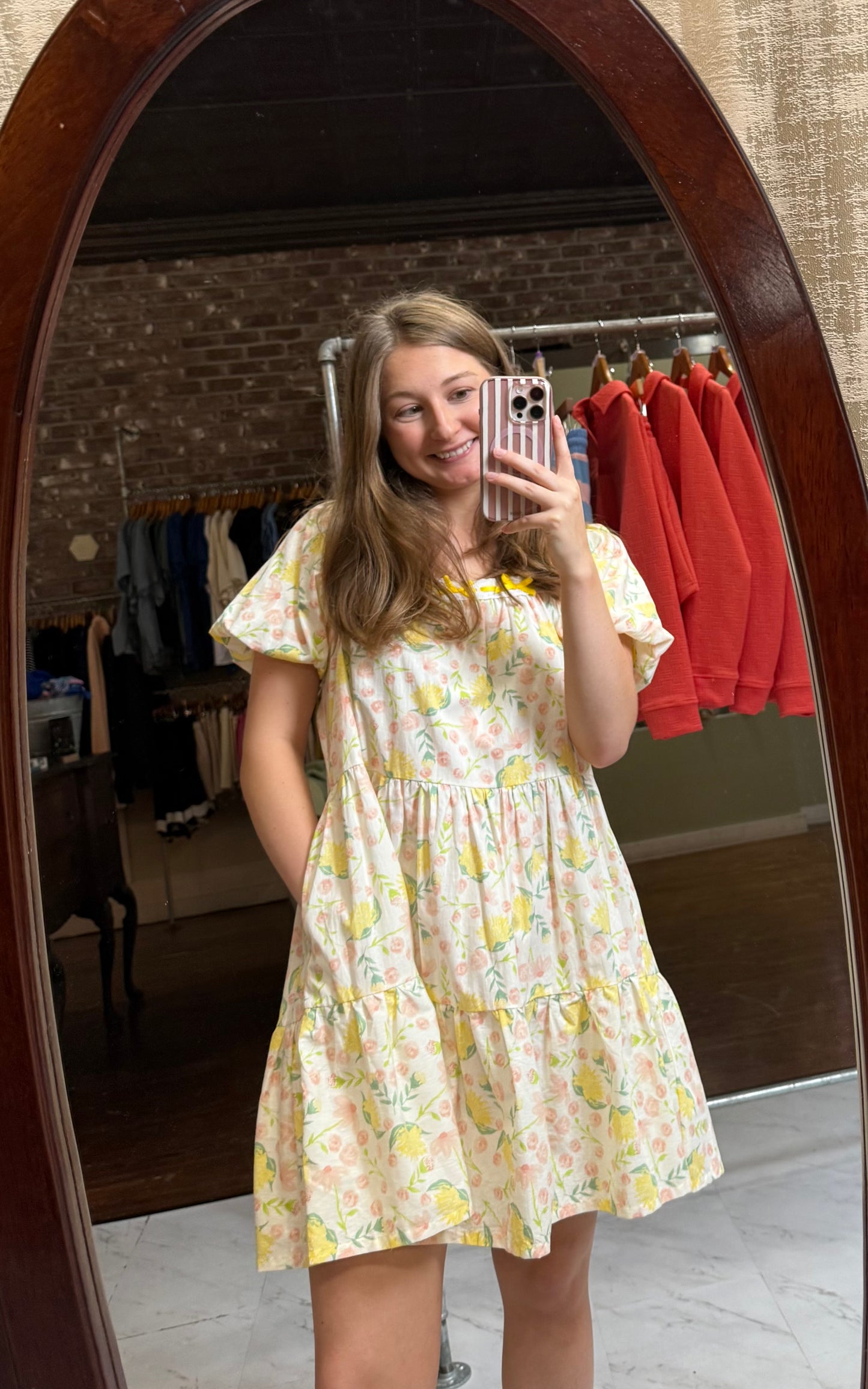 Yellow Floral Mini Dress