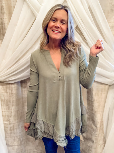 Olive Textured Tunic Top