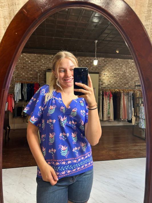 Lori Top | Petal Keepsake Blue