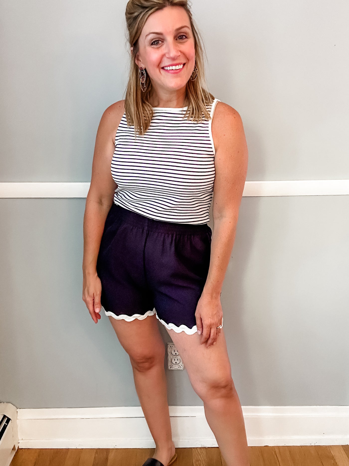 White and Black Tank with Back Keyhole