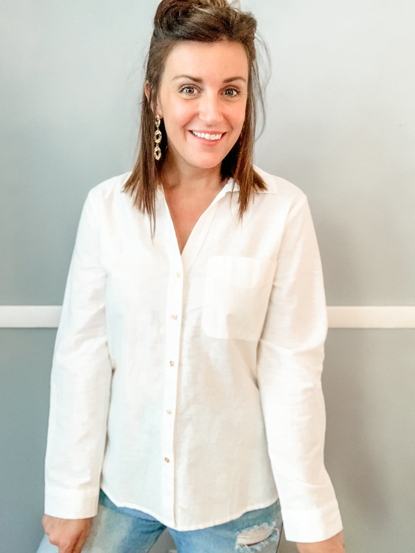 Ivory Button Top