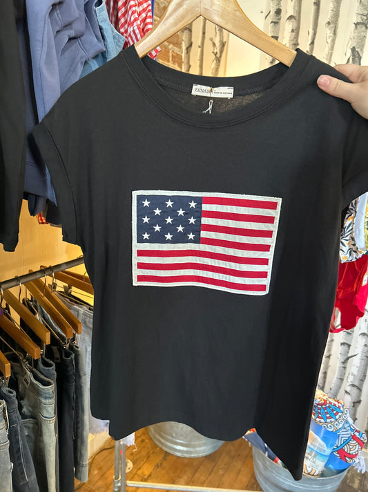 American Flag Patch Tee - Black