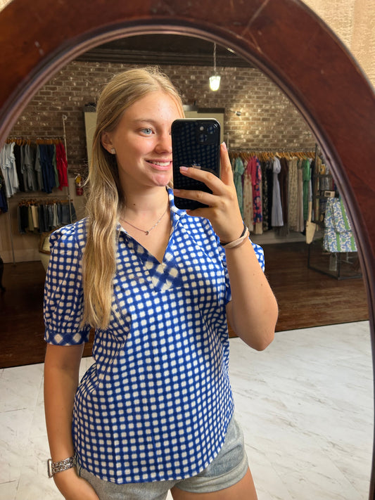 Tricia Top | Gingham Mix Navy