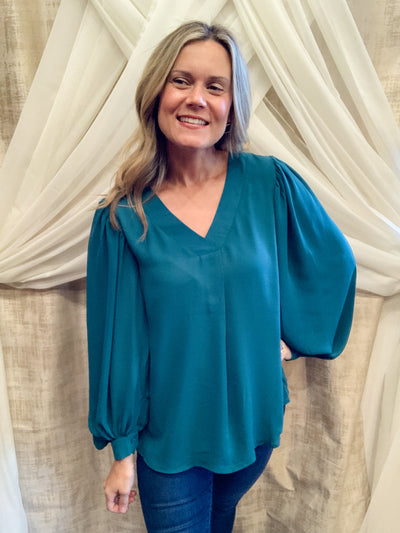 Emerald Green V Neck Top