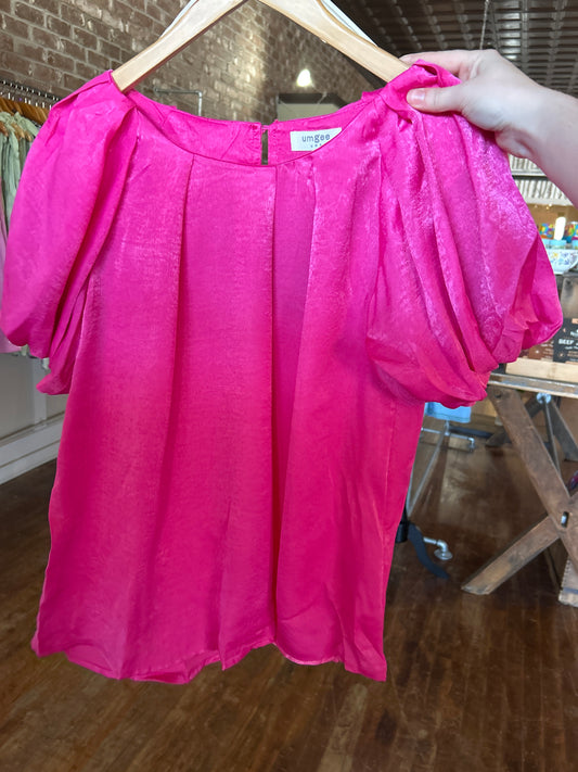 Pink Balloon Sleeve Top