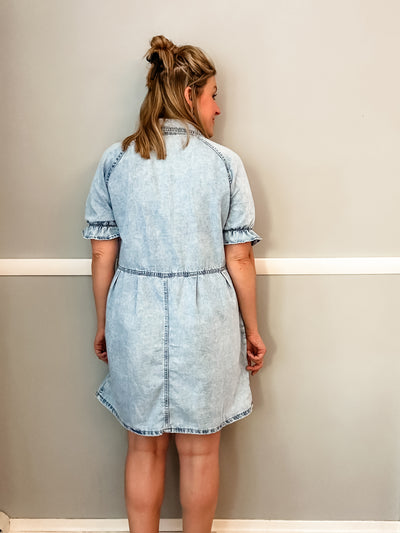 Light Denim Ruffle Dress