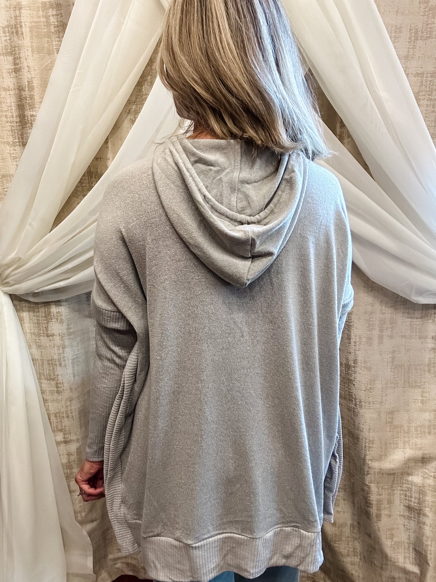 Grey Hooded Tunic Top