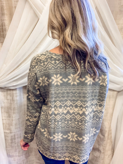 Super Soft Olive Patterned Top
