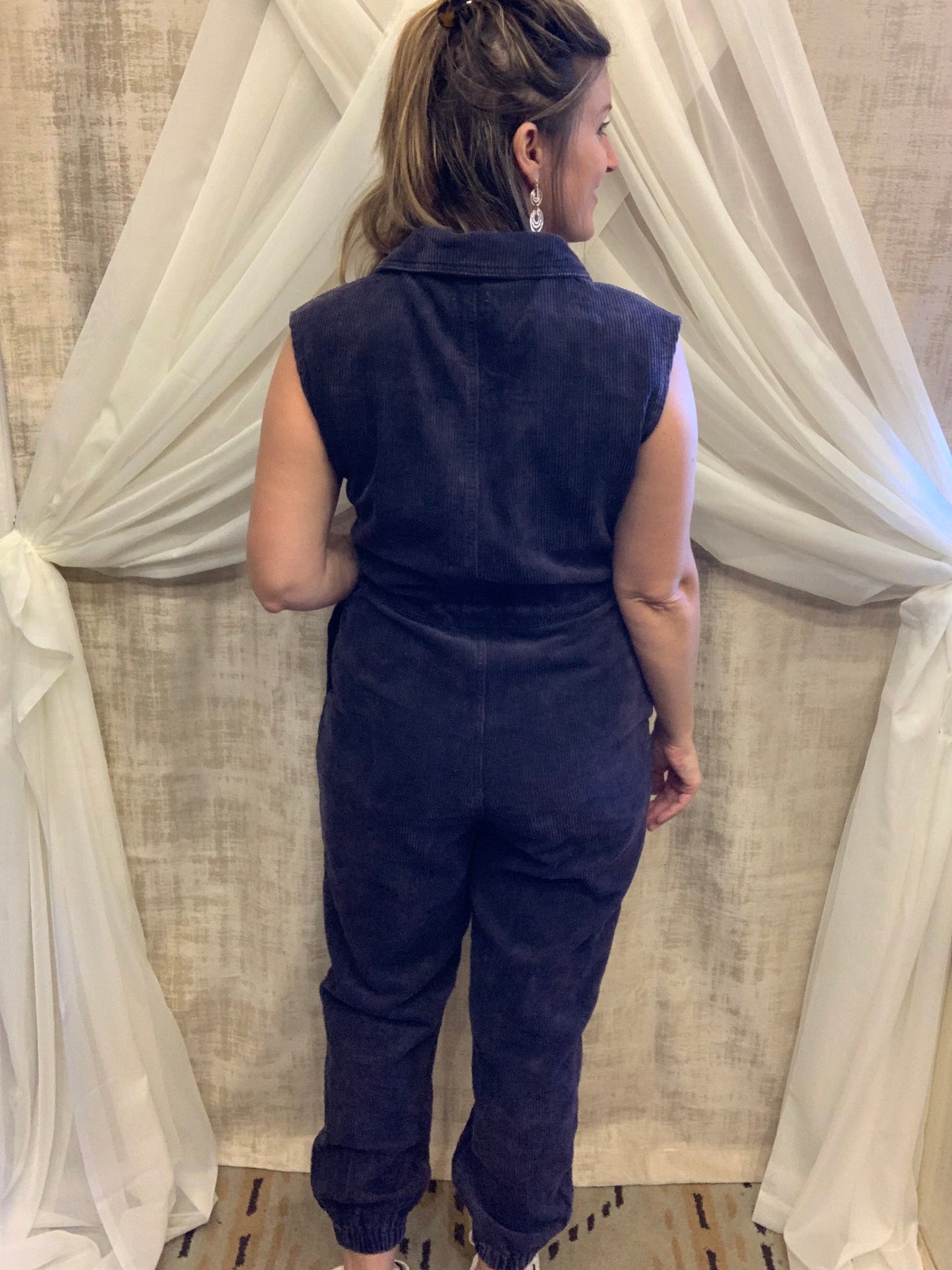 Navy Corduroy Jumpsuit