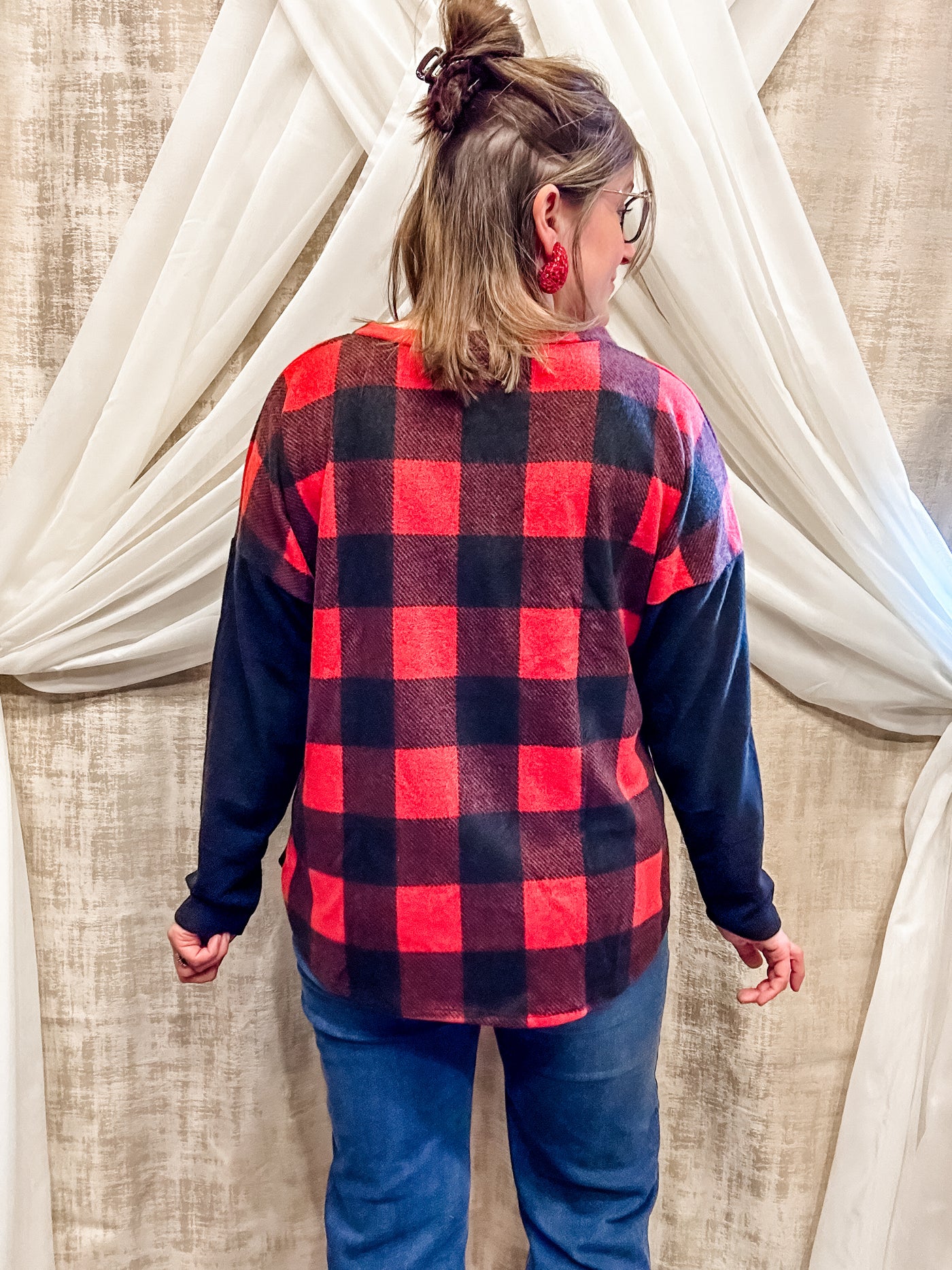 Red and Black Plaid Top