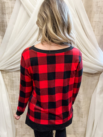 Red and Black Buffalo Plaid Top