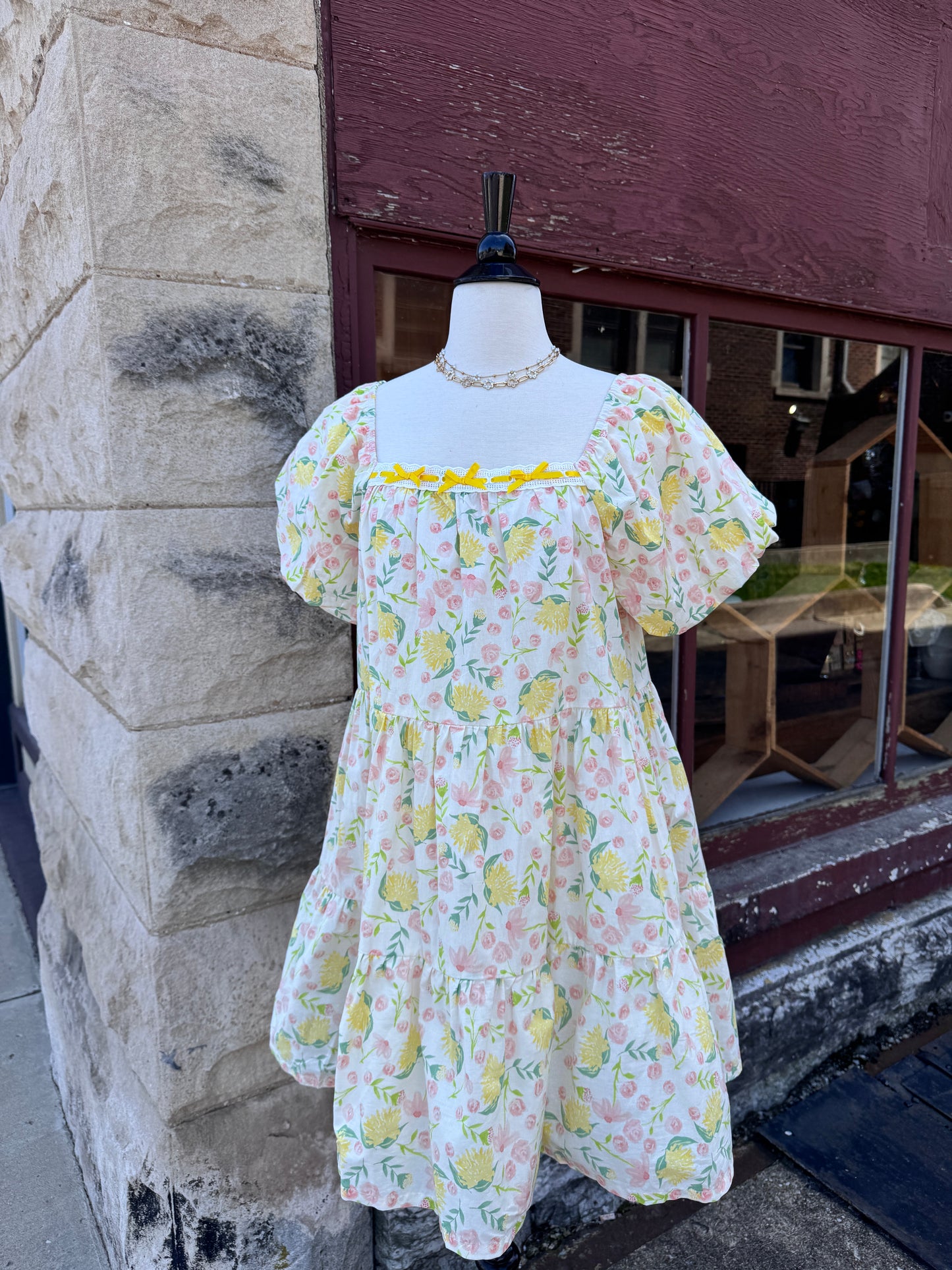Yellow Floral Mini Dress