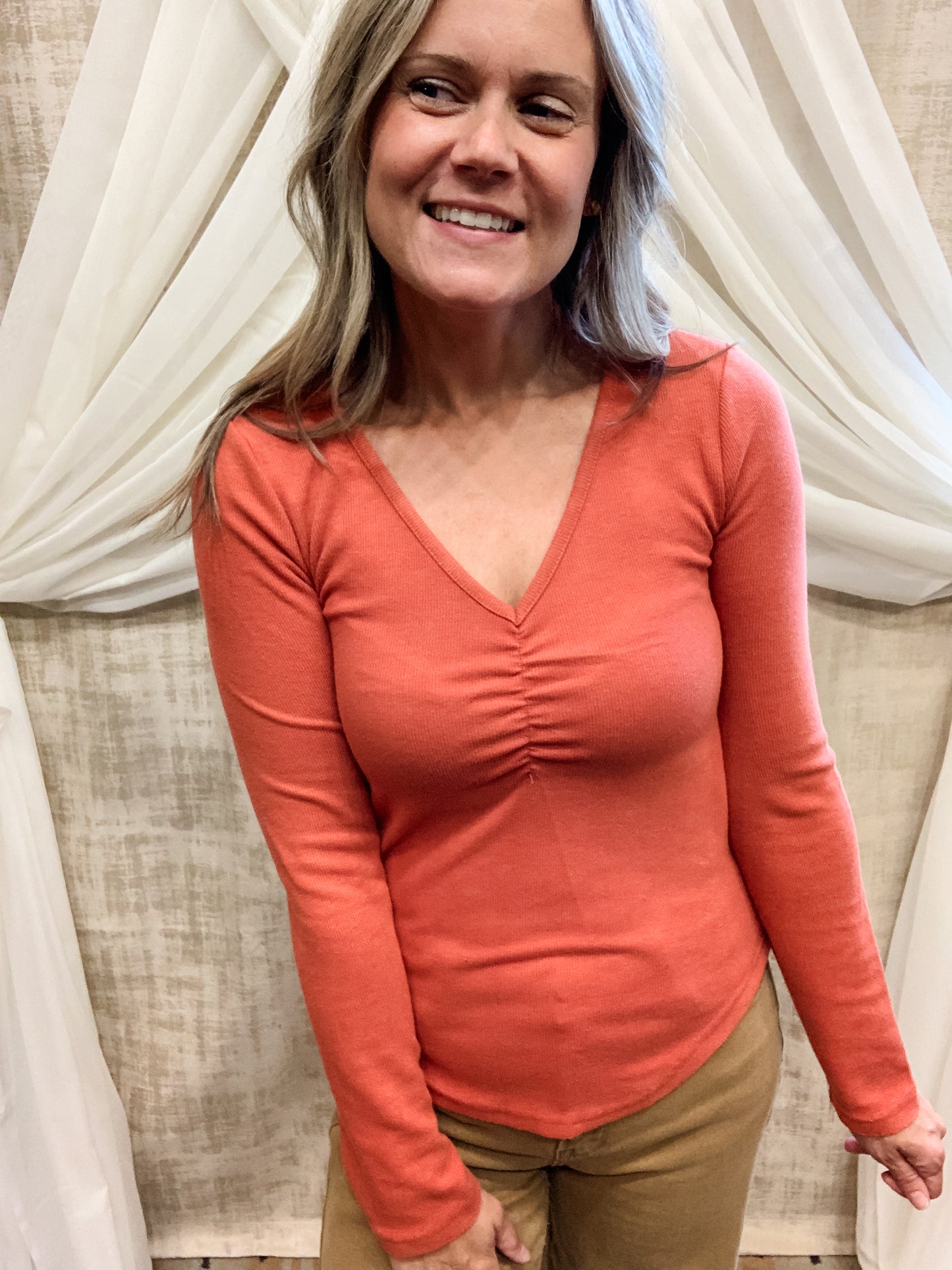 Pumpkin Gathered Top