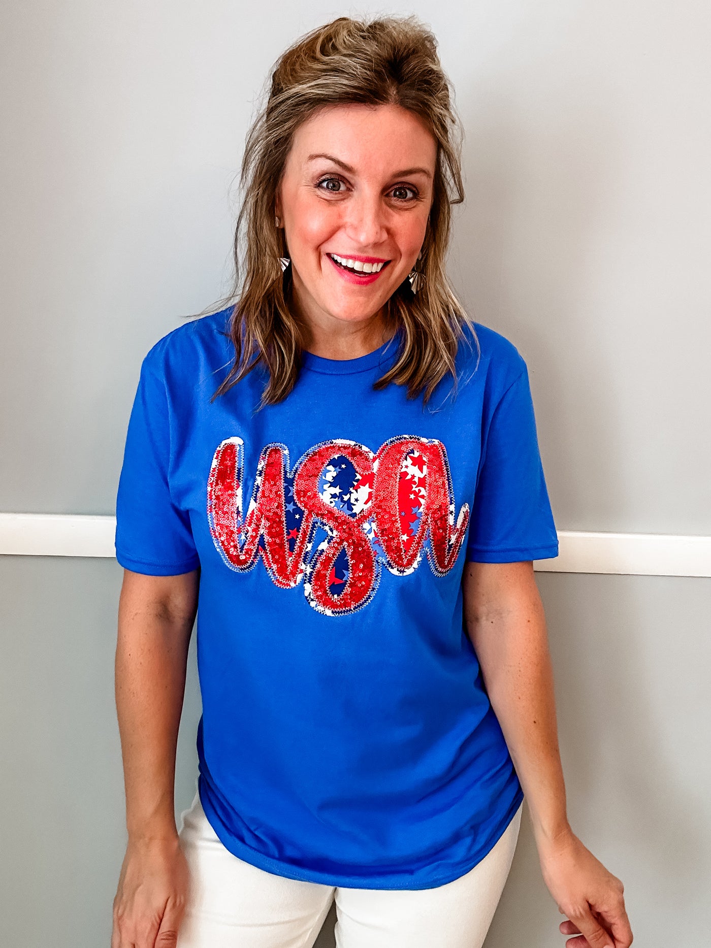 Blue USA Sparkle T-Shirt
