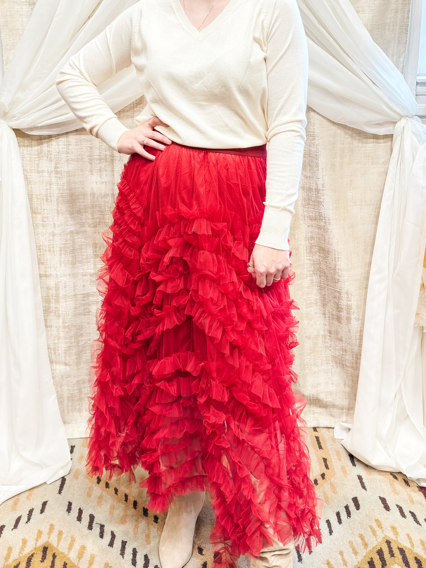 Red Ruffle Tulle Skirt