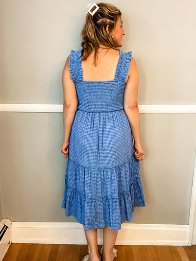 Blue Checkered Texture Dress