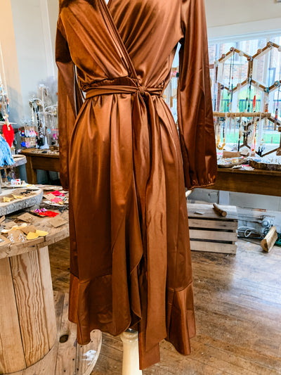 Deep Rust Satin Dress