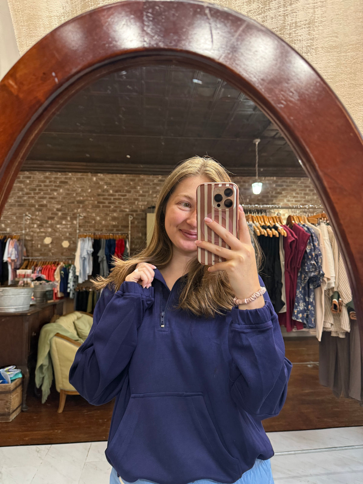 Luxeknit Half-Zip Pullover Sweatshirt - Navy