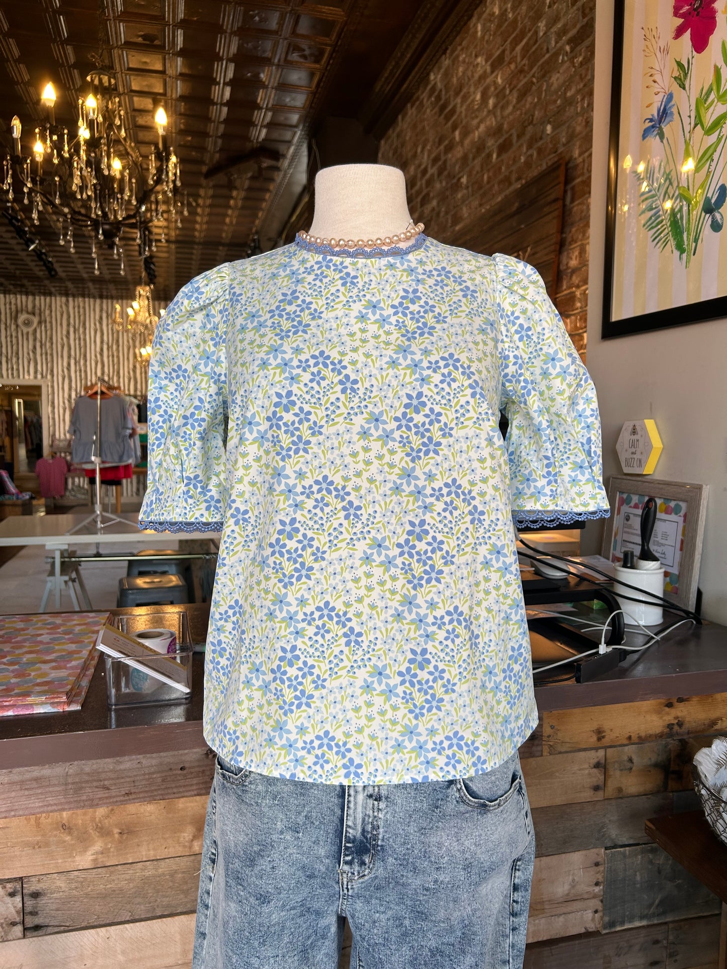 Thea Top | Larkspur Fields Blue