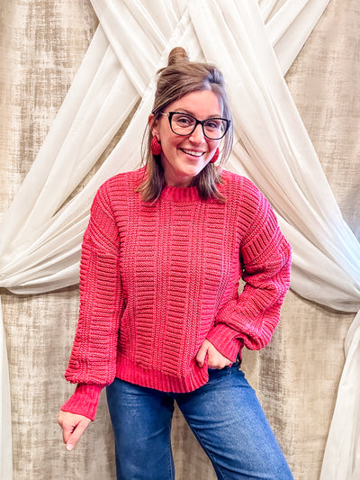 Red Two Tone Cozy Sweater