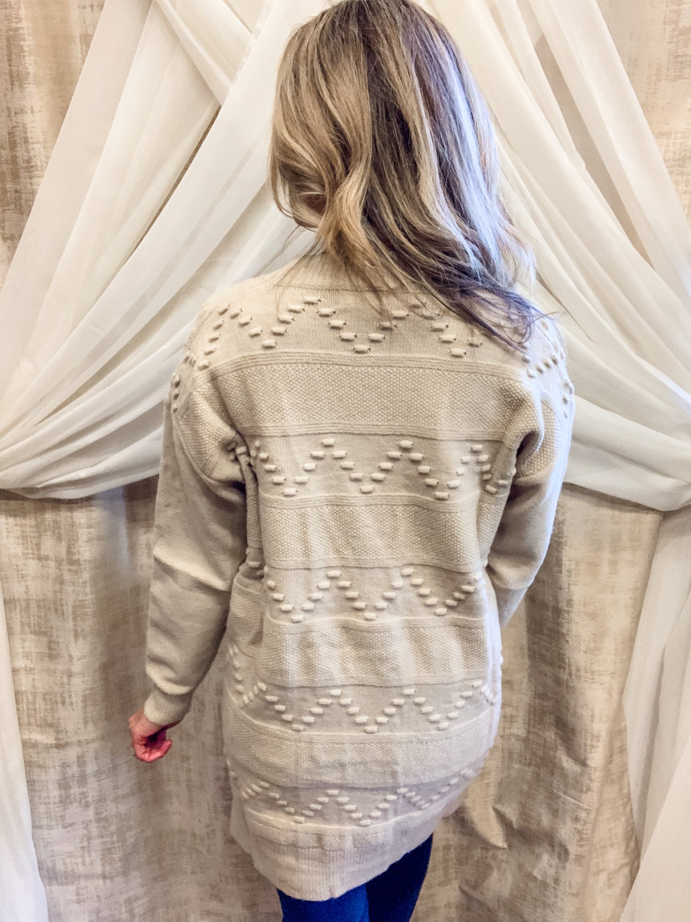 Taupe Textured Button Cardigan