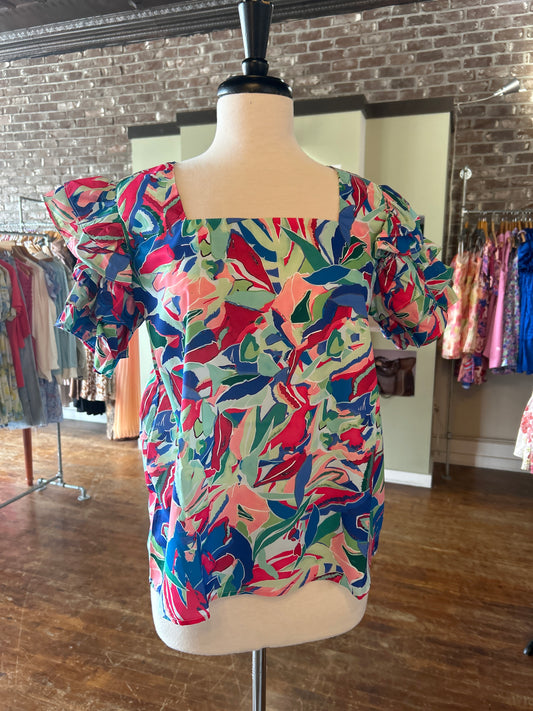 Talk of the Tropics Ruffle Top