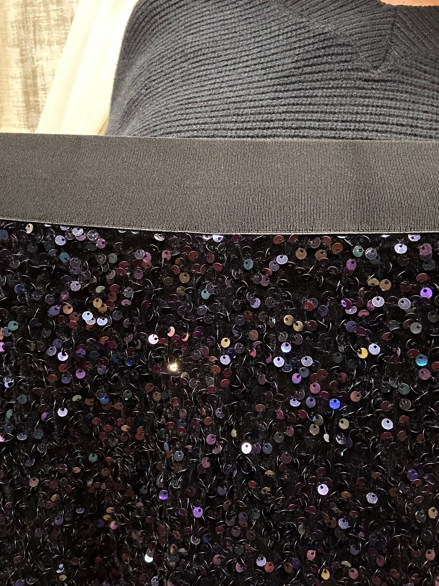 Black Sequin Midi Skirt