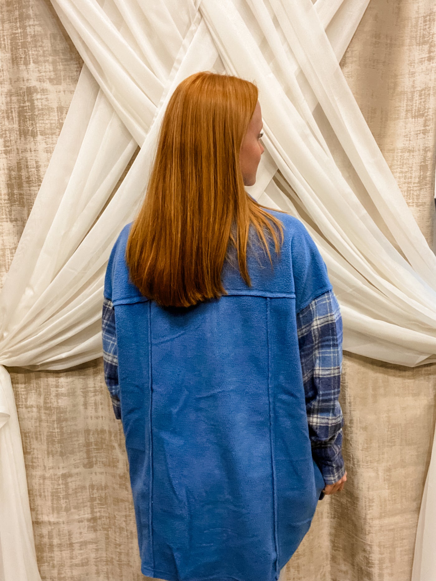 Indigo Plaid Fleece Shacket