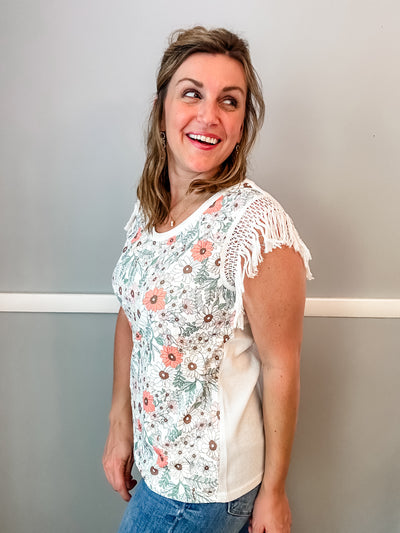 Floral Fringe Top