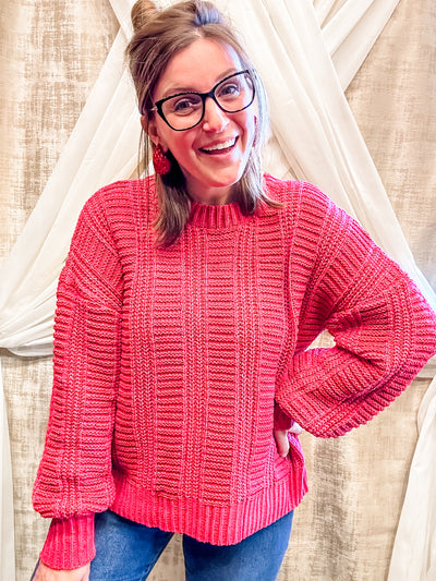 Red Two Tone Cozy Sweater