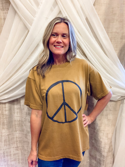 Mustard Peace Puff Print Tee