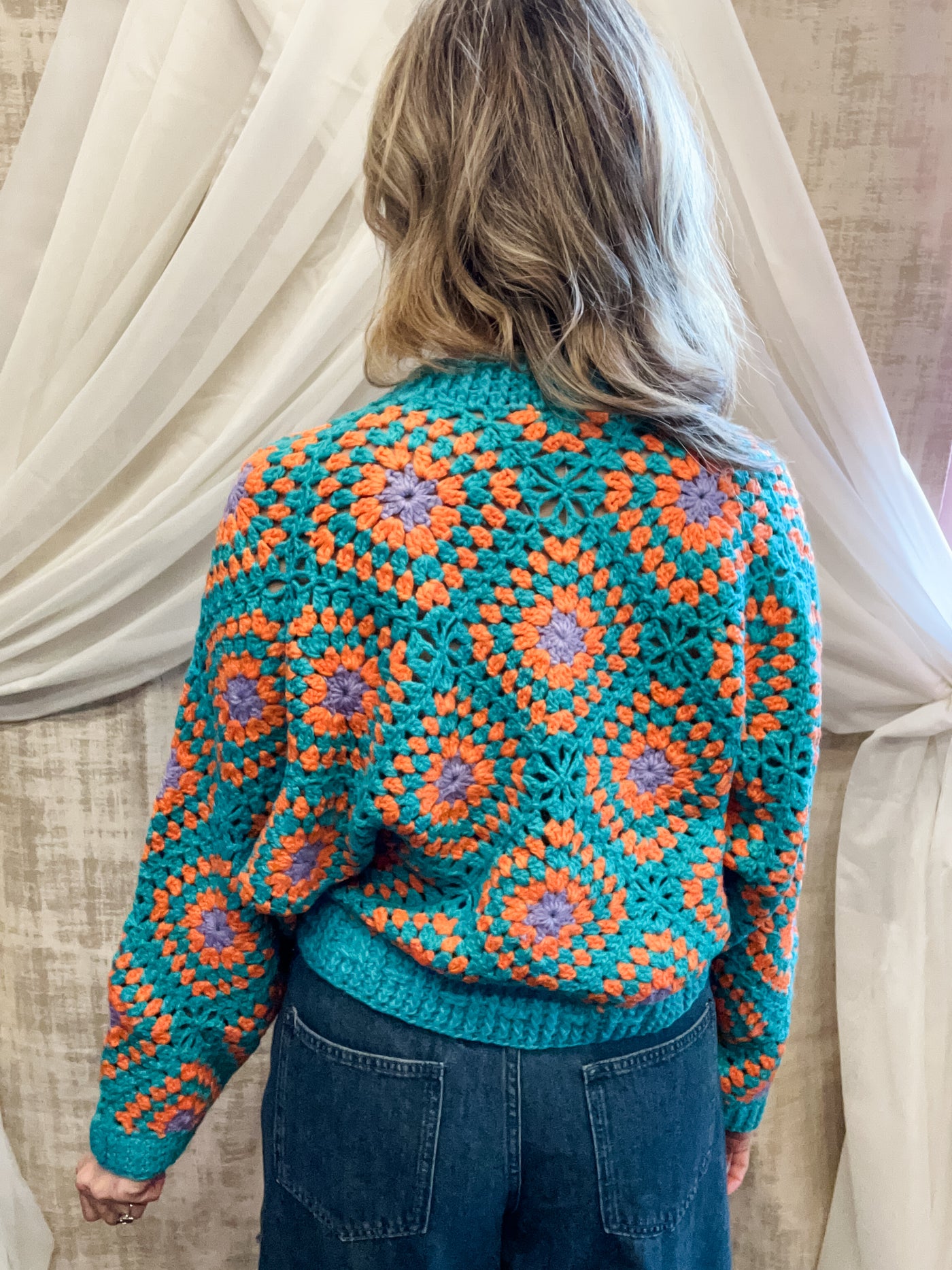 Teal Open Knit Sweater