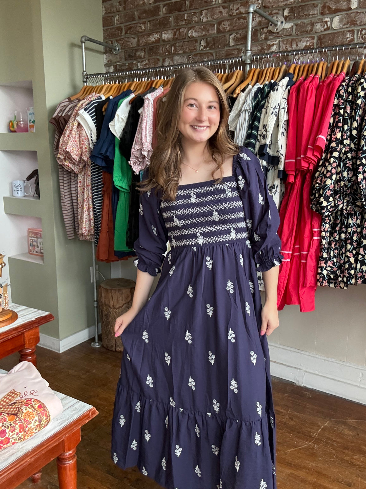 Roselyn Midi Dress - Navy
