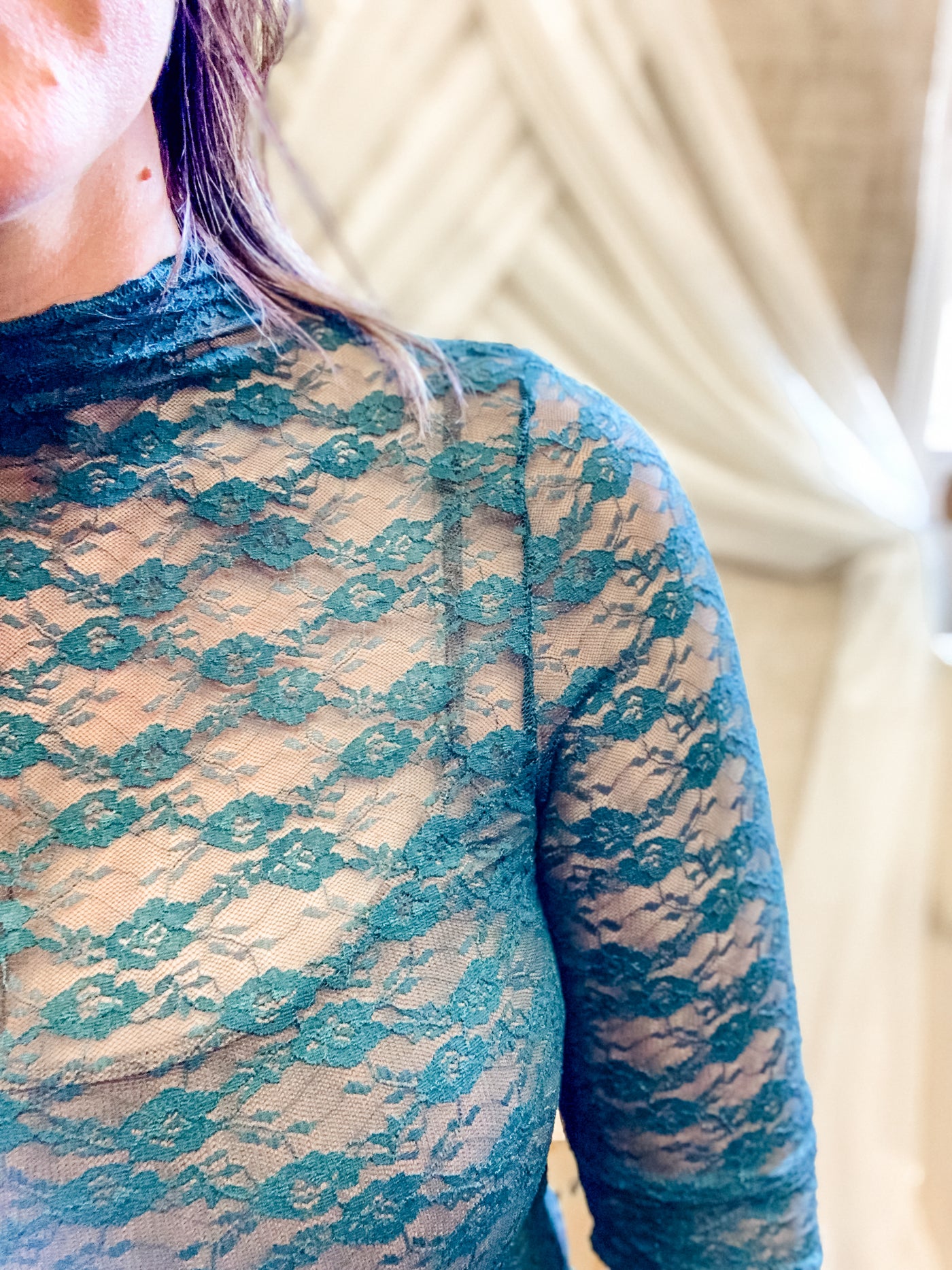 Evergreen Mesh Top