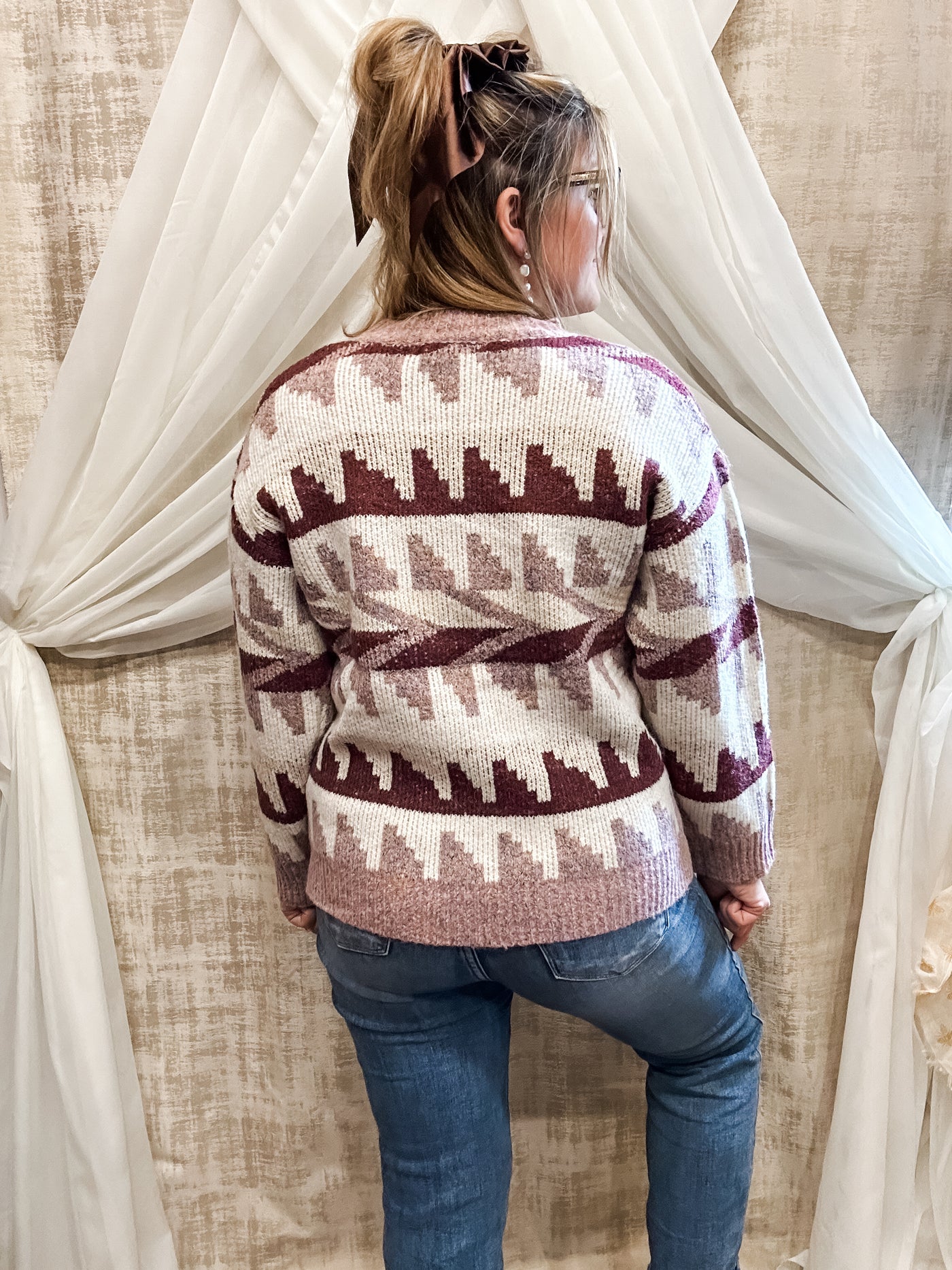 Wine Print Sweater