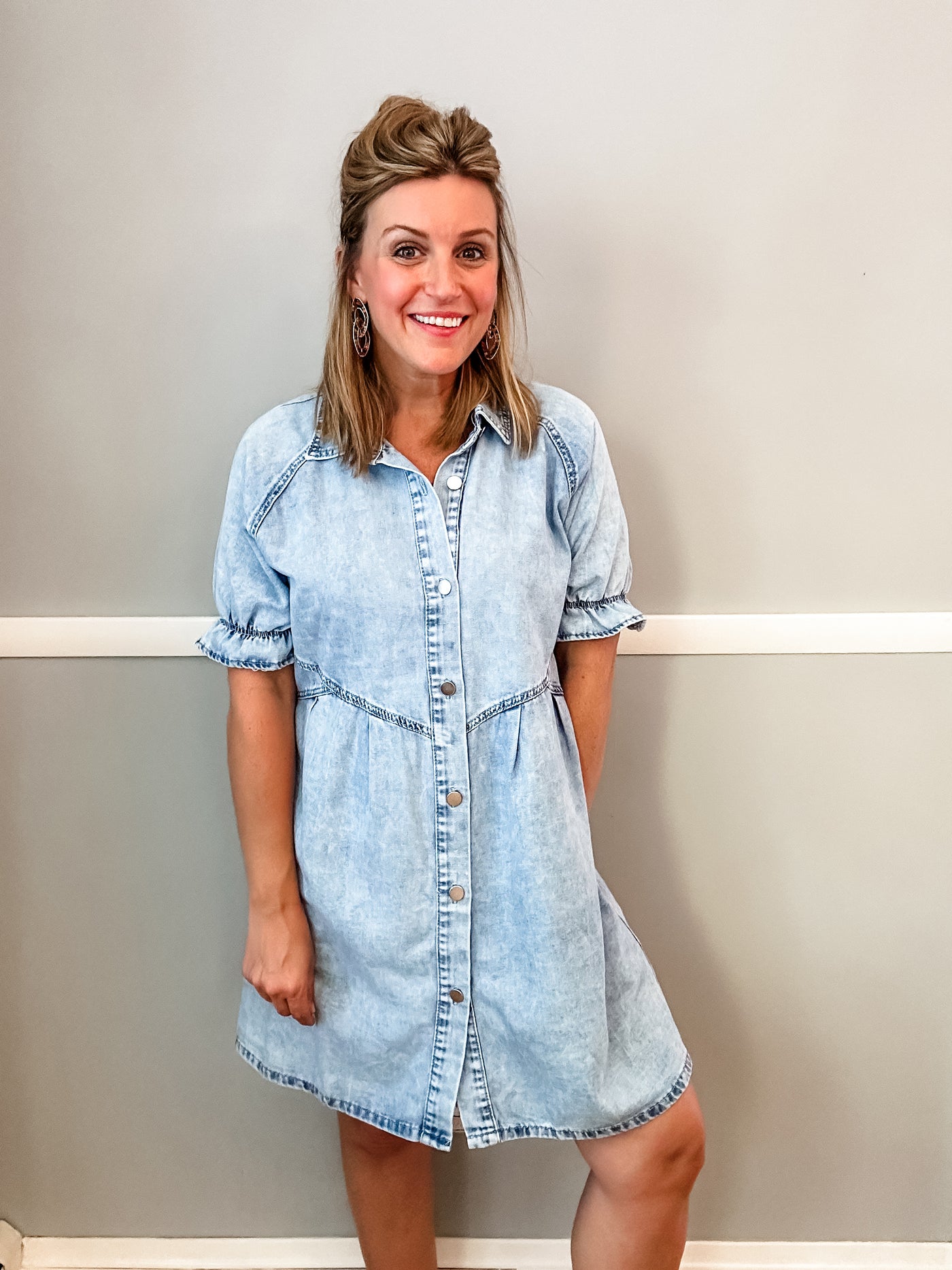 Light Denim Ruffle Dress