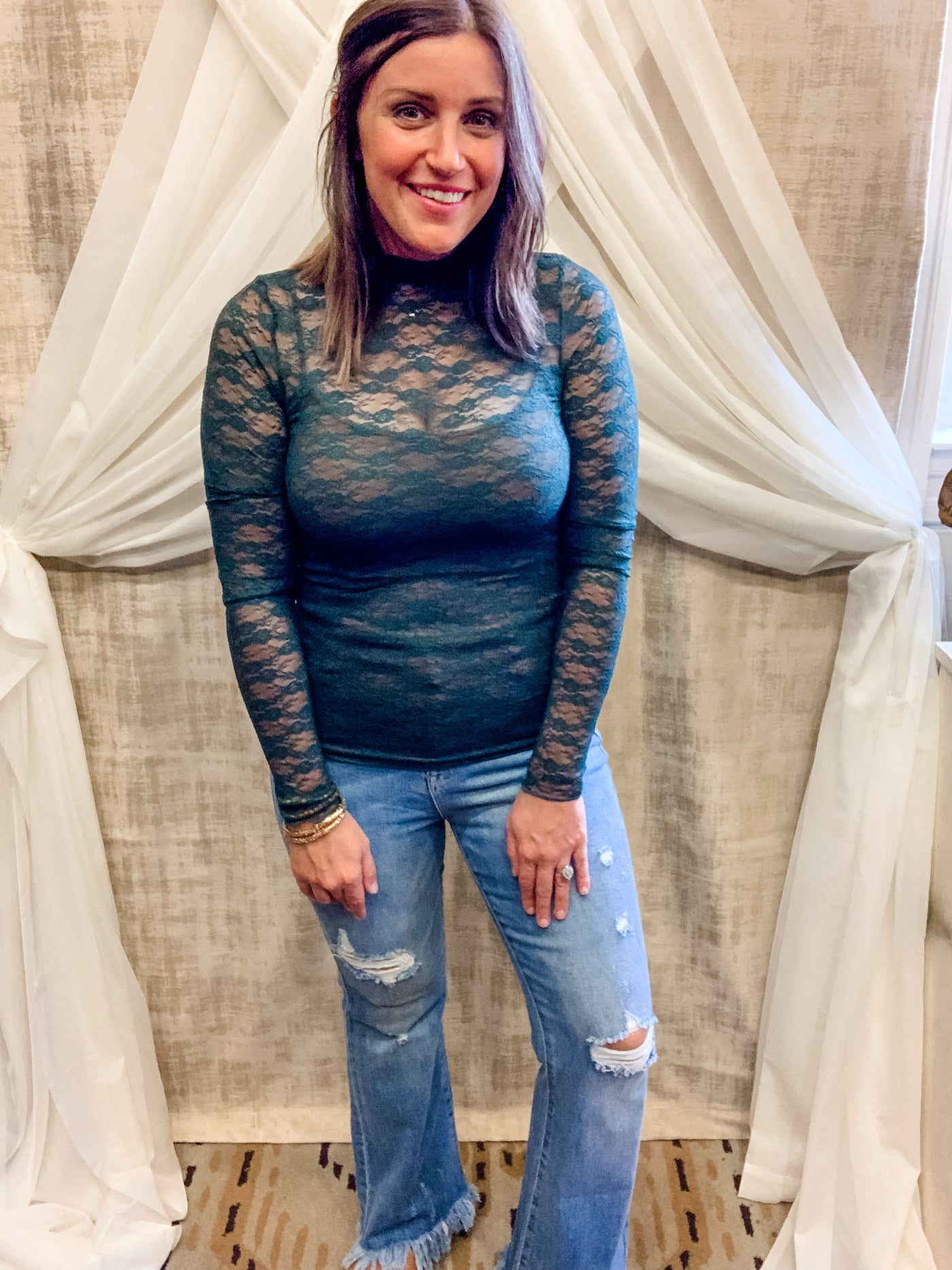 Evergreen Mesh Top