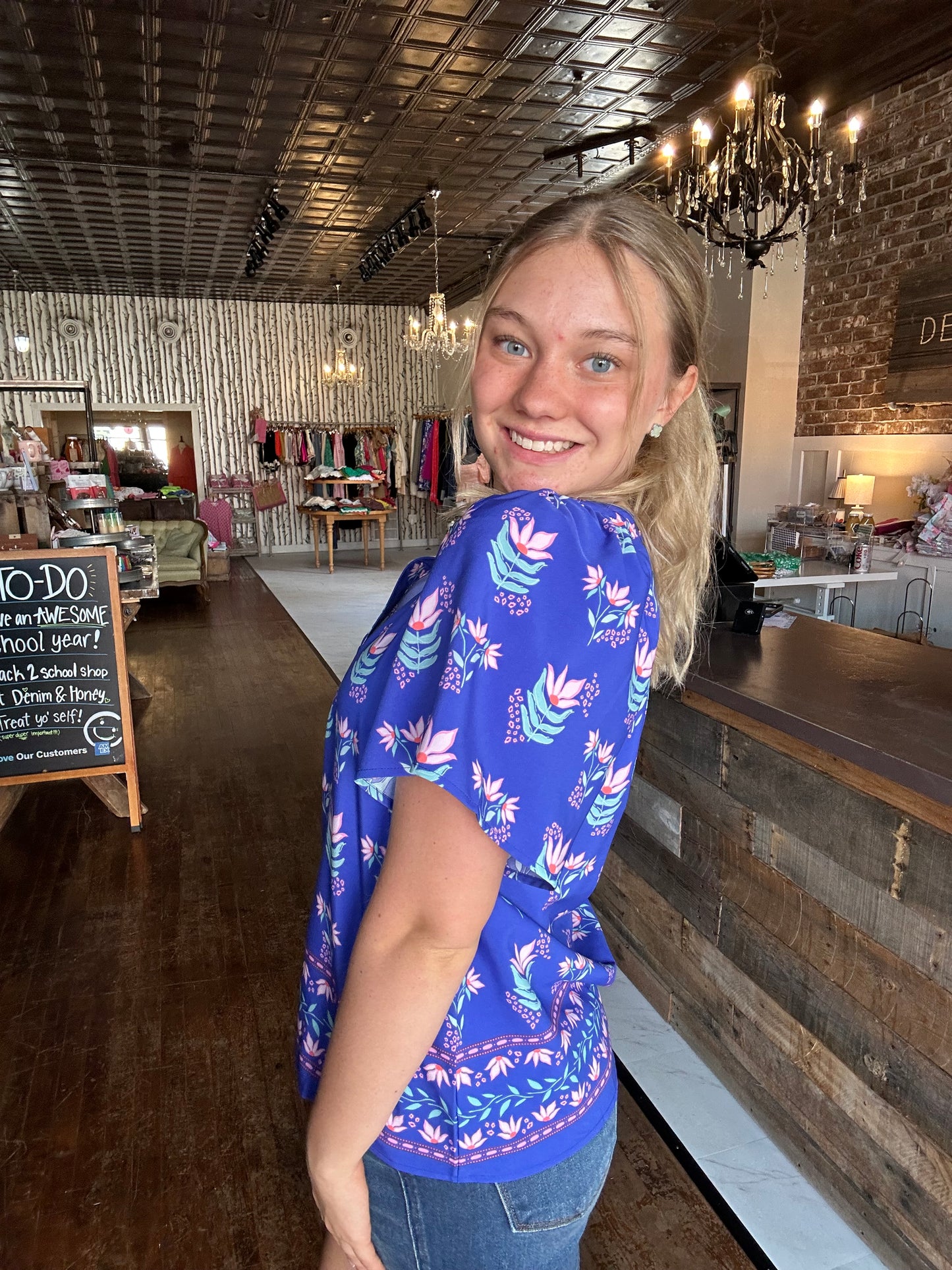 Lori Top | Petal Keepsake Blue