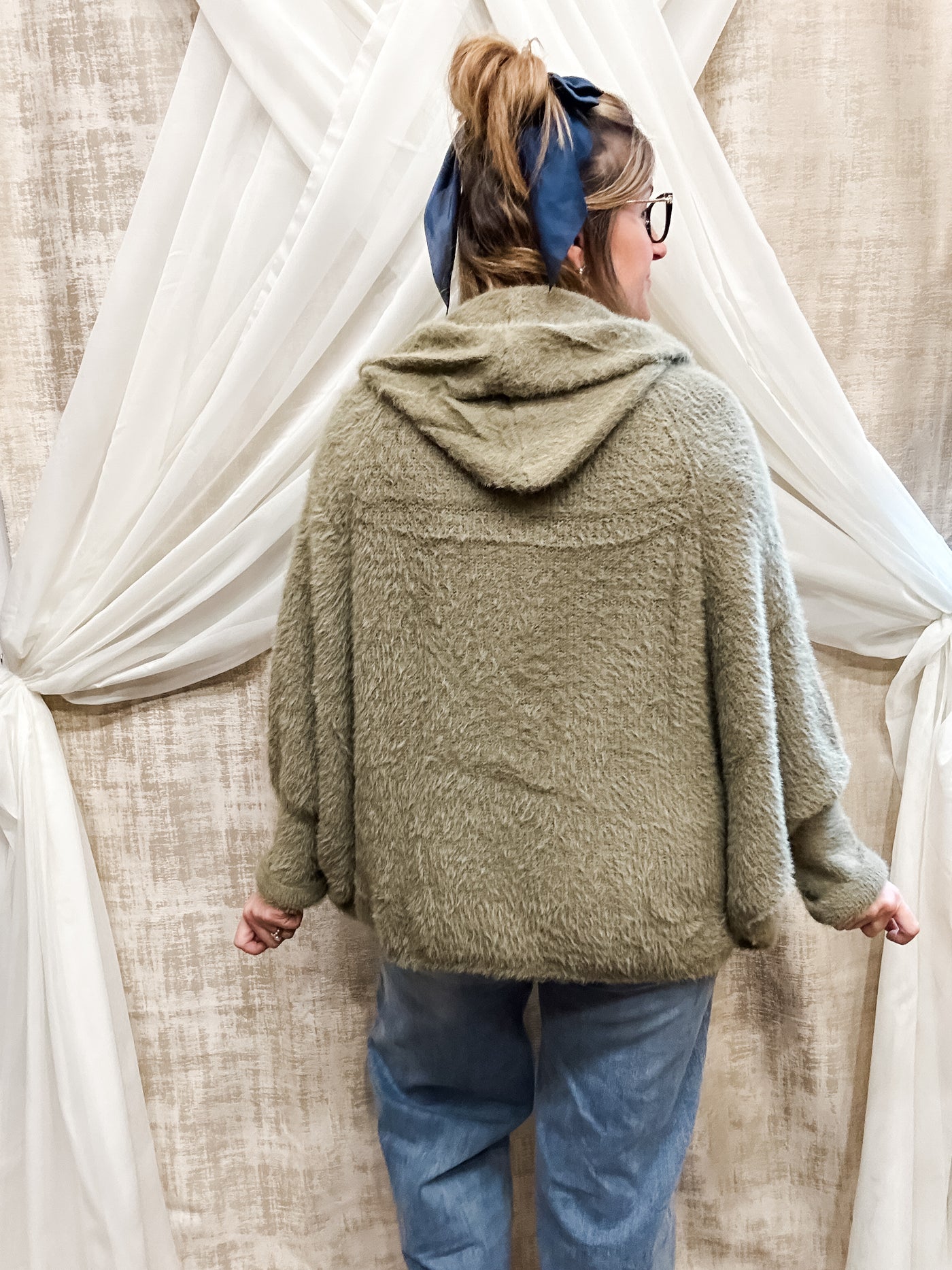 Olive Fuzzy Cardigan