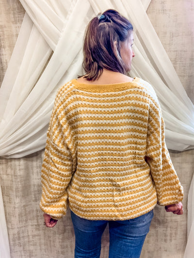 Mustard and Cream Striped Sweater