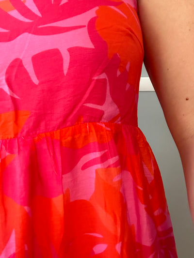 Pink and Orange printed Maxi Dress