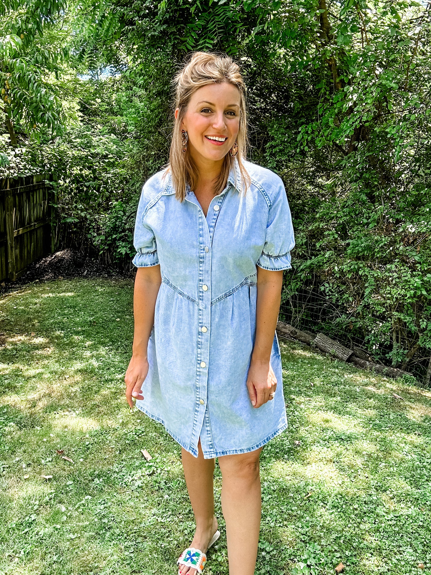 Light Denim Ruffle Dress