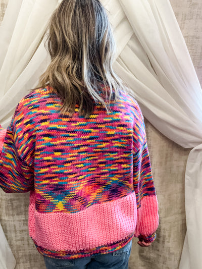 Hot Pink Multi Color Sweater