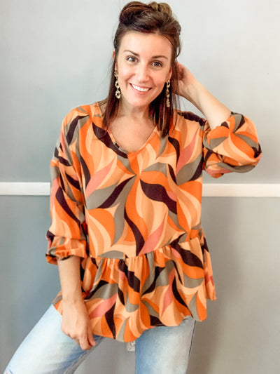 Rust Color Splash Boho Top